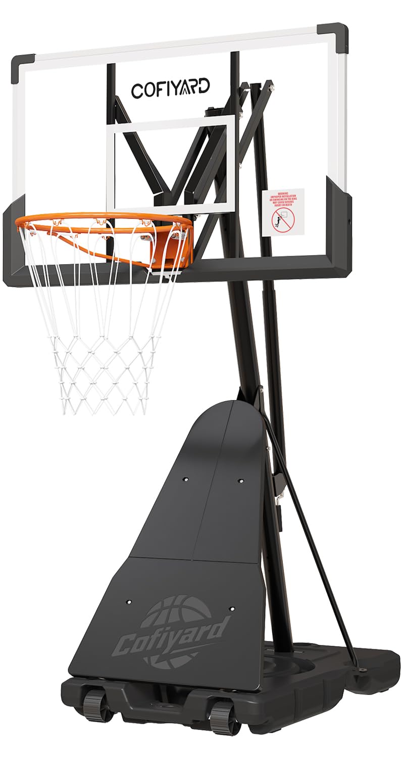 Cofiyard Basketball Hoop Outdoor with 44&amp;48&amp;54 Inch Shatterproof Backboard,10FT Height Portable Basketball Hoop with Sandbag, Adjustable Basketball Goal with Wheels