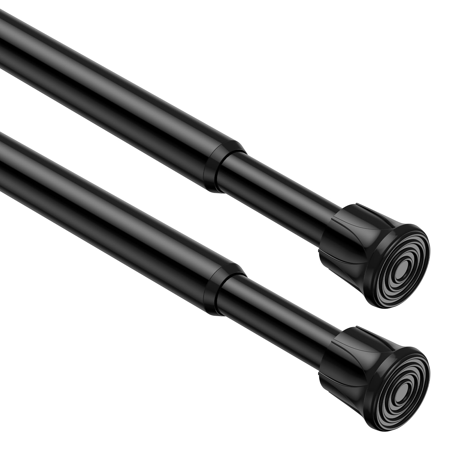 AIZESI Vorhangstange Ohne Bohren Klemmstange FüR Gardinen, 2 StüCk Vorhangstange Klemmstange, Teleskopstange Spannstange Gardinenstange Zum Klemmen FüR Fenster, TüR, KüChe(Schwarz，66 Cm Bis 124 Cm）