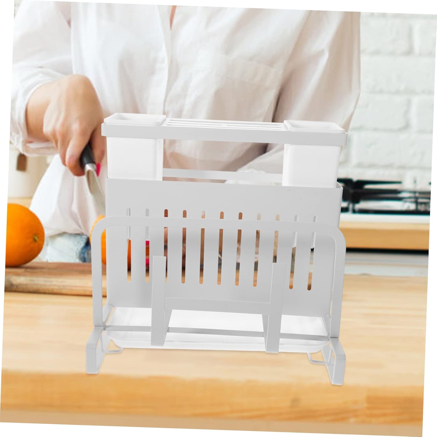 Cutting Board Holder Stand Kitchen Utensil Holder Silverware Organizer Storage Case Cutter Rack
