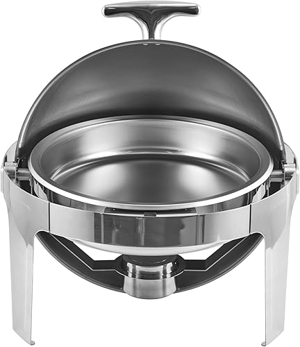Miniatura 1 de Juego de bufé de platos con tapa enrollable, 6.8 cuartos de galón de tamaño completo, juego redondo de acero inoxidable, para bodas, fiestas,