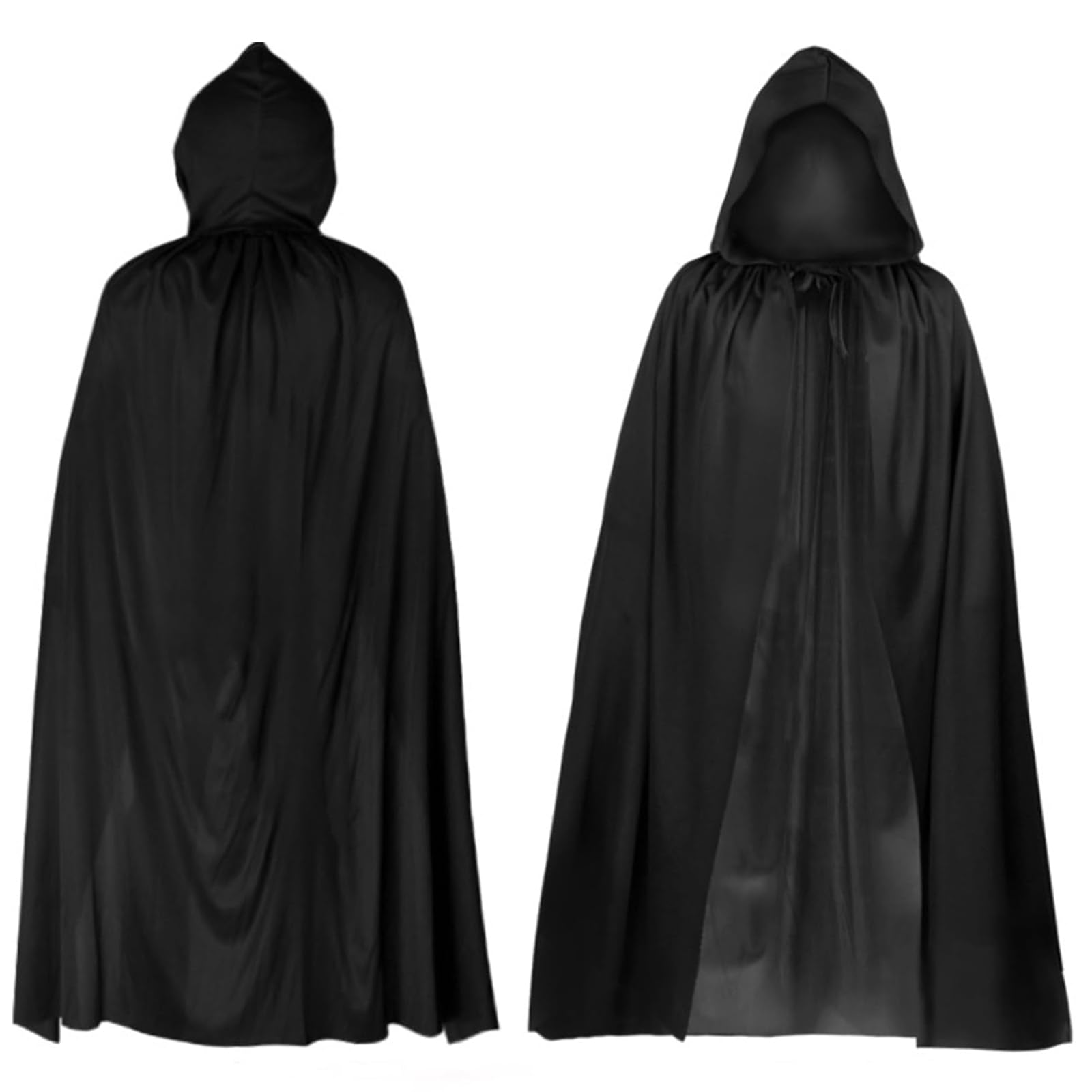 Moxychrony Black Cloak Ghostface Costume Black Cape, 140CM Wizard Costume Adult Voldemort Cos Grim Reaper Vampire Witch Carnival Halloween Adult Wizard Cos, Suitable for Adults and Teenagers