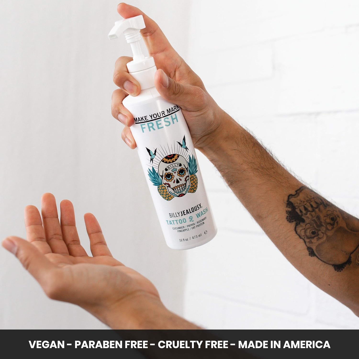 Billy Jealousy Make Your Mark Fresh Tattoo Wash, Cleansing and Hydrating Tattoo Aftercare Enriched With Cucumber and Rosemary