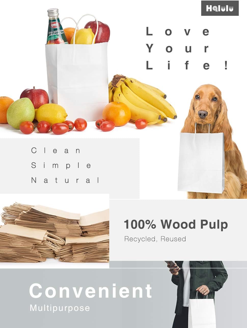 Exclusive Discount 50% Price GSSUSA 50 Pcs White Kraft Paper Bags 5.25x3.25x8, Small Paper Bags with Handles for Shopping, Gift, Merchandise, Retail, Party Favor, Wedding, Gift Bags, Bags for Small Business, Boutique