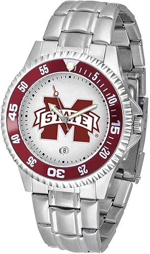 Vista 34 de SunTime Reloj de cuarzo de 1.575 in para hombre, correa de acero inoxidable de 0.787 in, esfera Gameday