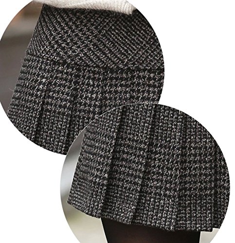 chouyatou Women's Casual Plaid High Waist A-Line Wool Pleated Short Skirt4