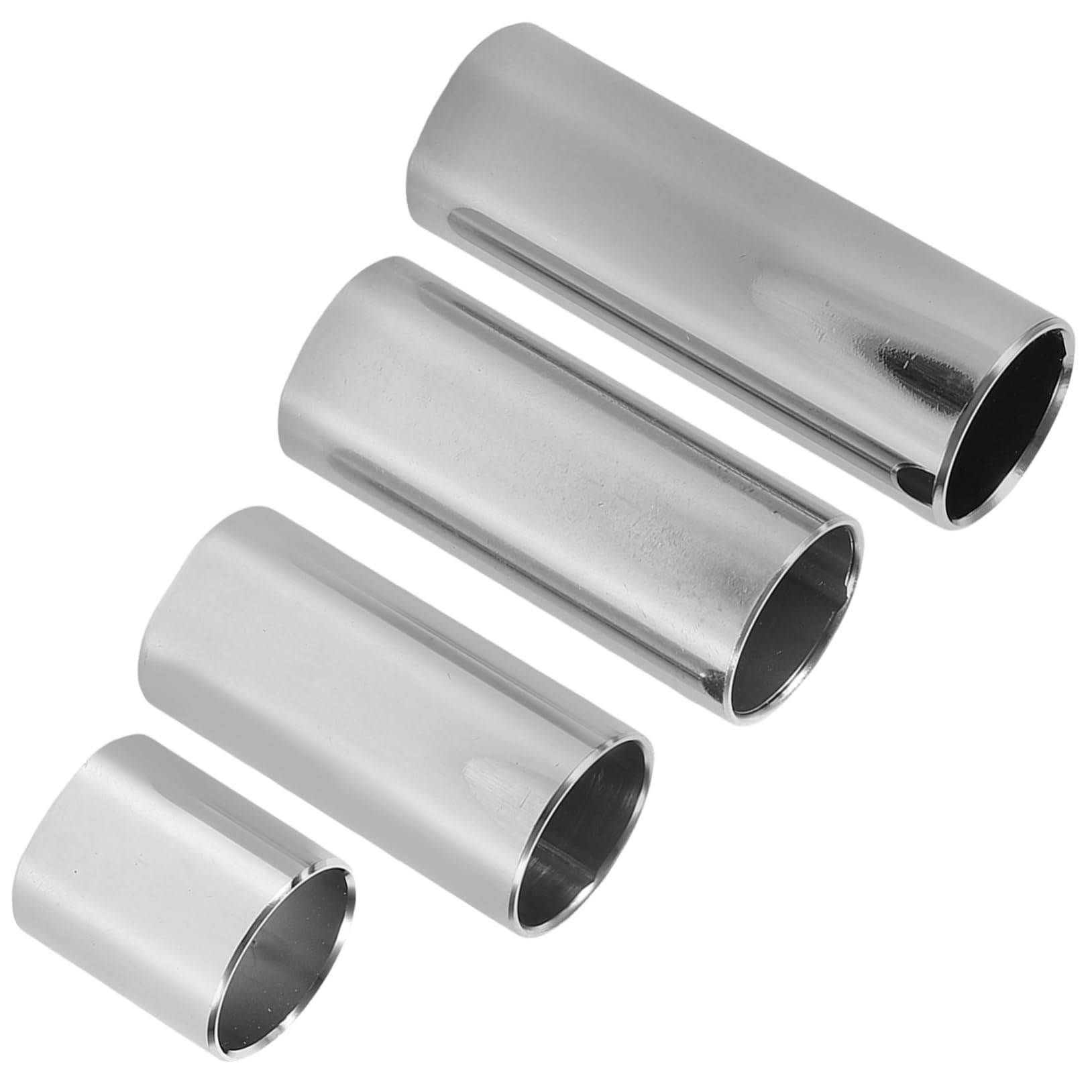 ERINGOGO 4pcs Stainless Steel Guitar Slides Set for Acoustic/electric Guitars 28mm 51mm 60mm 70mm Versatile Finger Slider Set