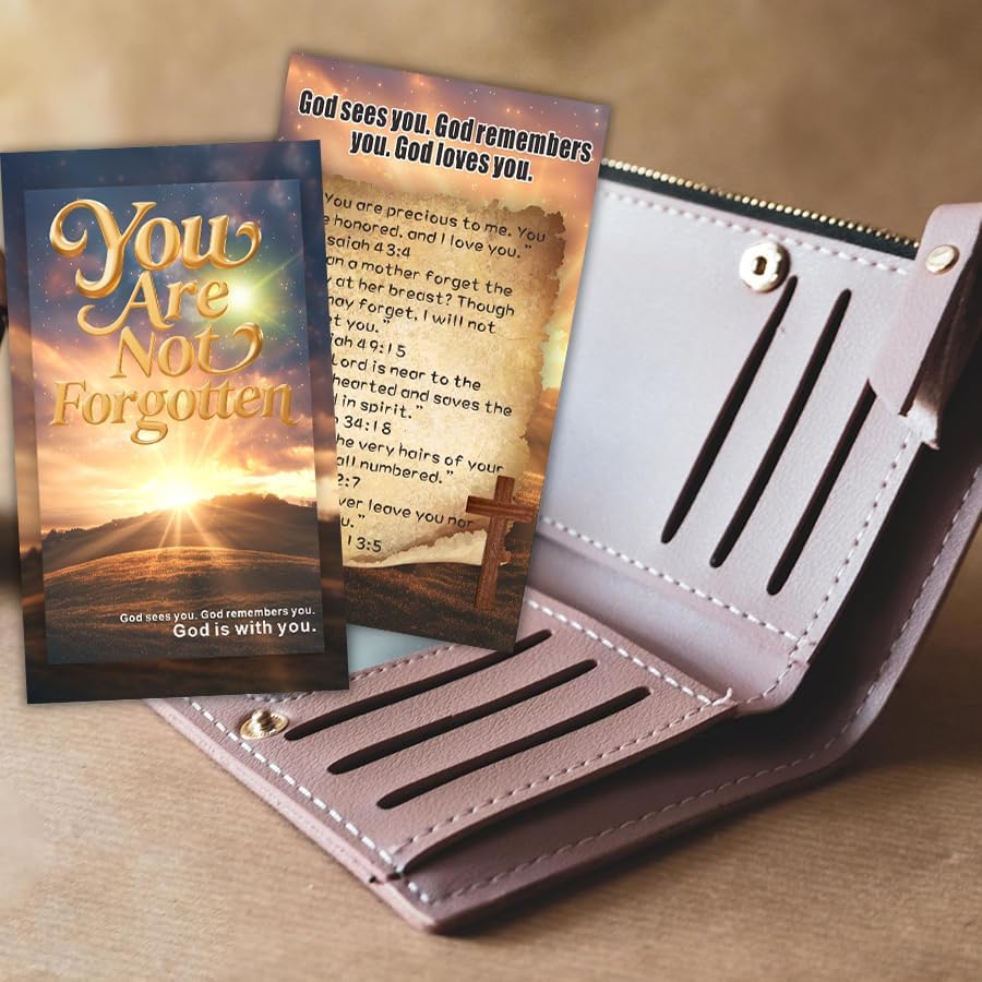 200 Pcs Christian Inspirational Cards You Are Not Forgotten – Double-Sided Bible Verse Encouragement Cards, Religious Faith Message Cards for Gifts, Prayer, Church Outreach, Daily Motivation
