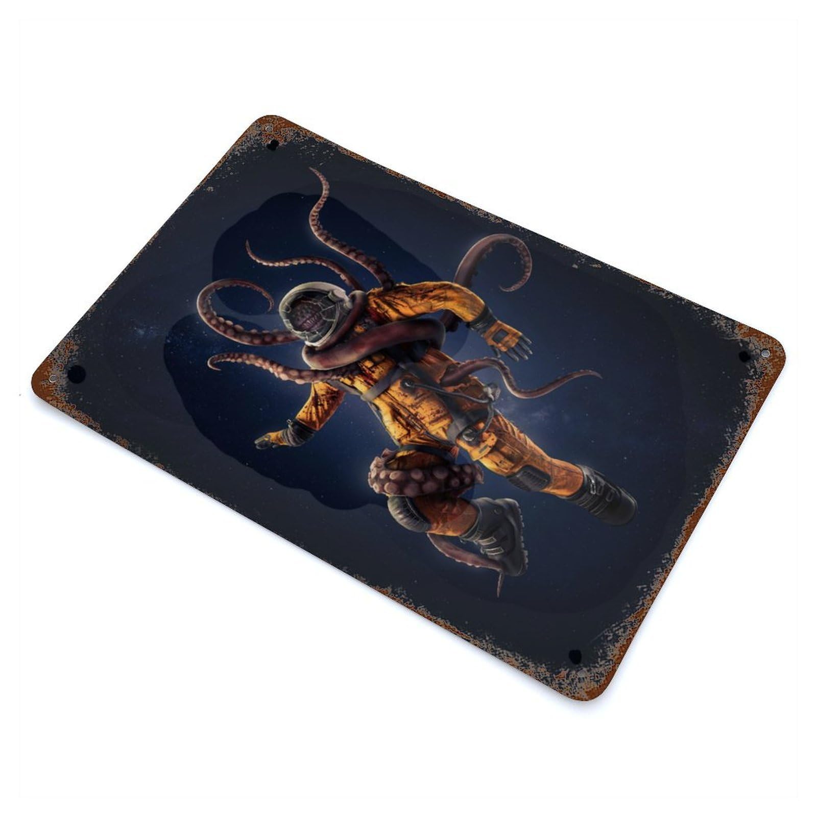 Extraterrestrial Rust Effect Tin Sign 11.8"x7.9", Ideal for Farmhouse, Kitchen And Entryway Decor