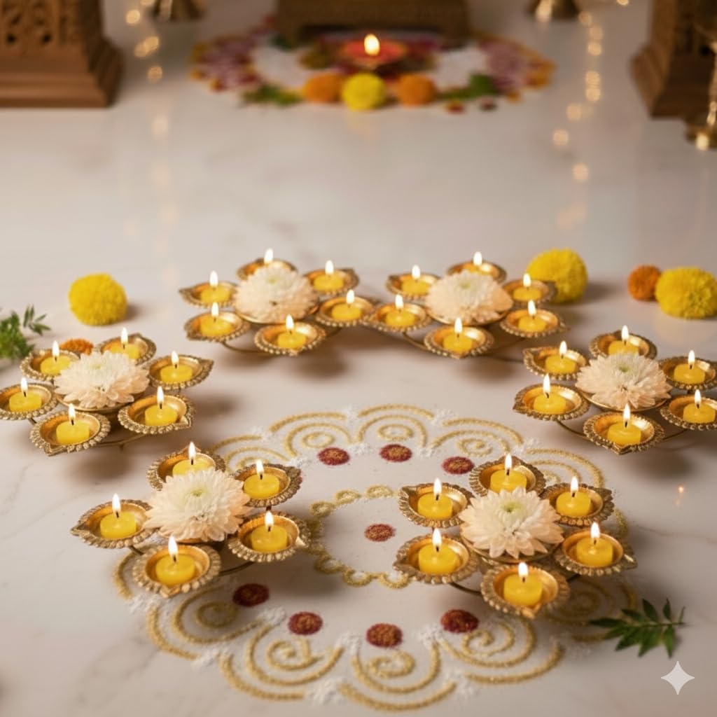 SATVIK Traditional Metal Urli for Decoration – Set of 6 | Antique Finish Decorative Urli Bowls for Floating Flowers, Diyas & Candles | Metal Urli for Home, Temple & Festive Décor