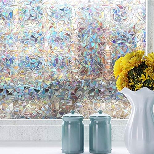 Arthome Rainbow Window Privacy Film Static Cling 3D Glass Window Sticker Removable No Glue Sun Blocking Anti-UV Window Tint Vinyl for Living Room Home Office 60 x 254cm - Image 3