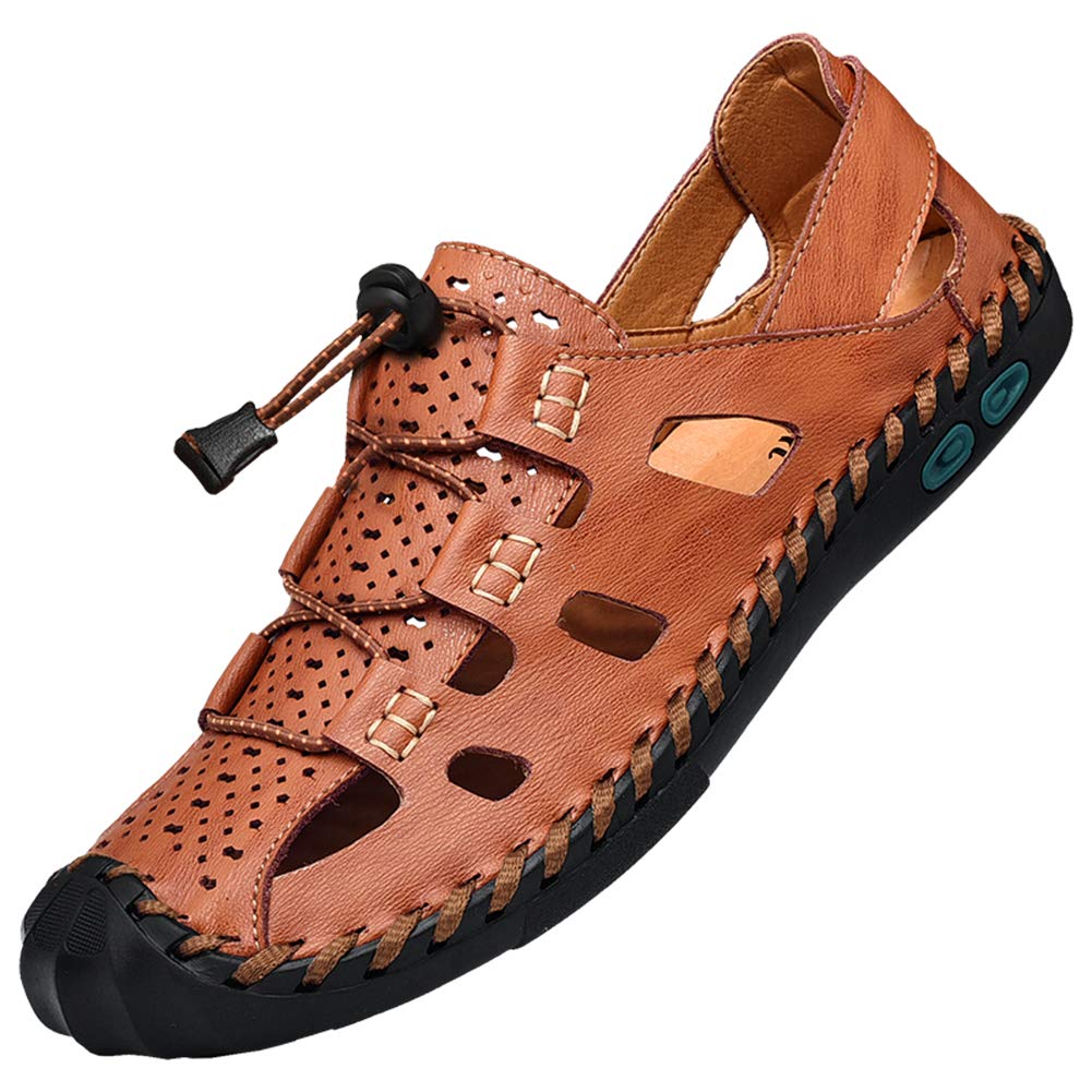 Santimon Sandalias Senderismo Hombre Impermeables Suave Cuero Antideslizantes Trekking Verano Al Aire Libre Moda Sandalias Deportivas con Cordón