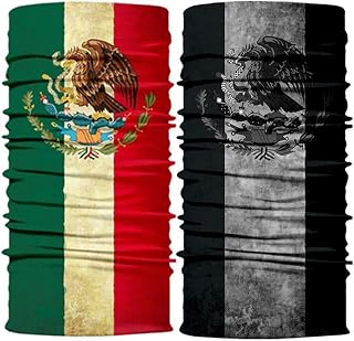 2PCS Mexico Flag Face Sun Scarf Balaclava Head Band Beanie Headwear Neck Gaiter for Hiking Fishing Cycling Hunting Motorcycles