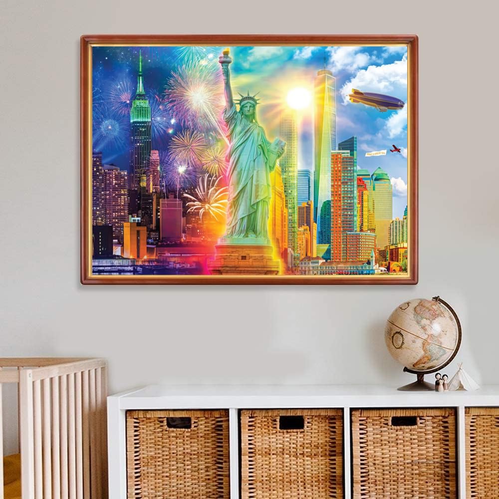 Jigsaw Puzzles for Adults 1000 Piece Statue of Liberty 27.56 x 19.69 Inch Jigsaw Puzzles for Adults Educational Game Challenge Toy 1000 Pieces Landmarks Puzzle for Adult - Image 2