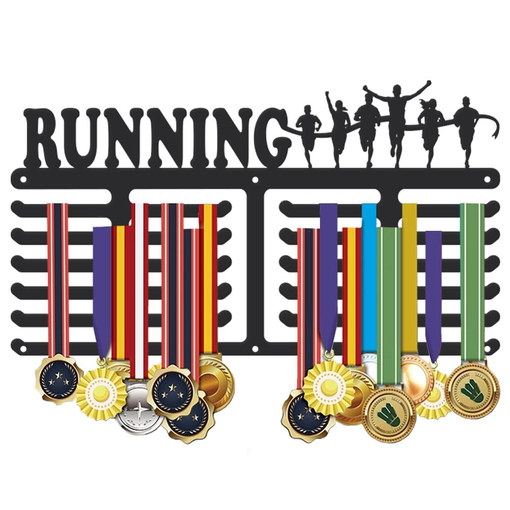 SUPERDANT Metallo Appendere Premi da Correre Porta Medaglie da Parete Sportive Organizzatore per Espositore per Medaglie per Nastri Montato per Gare di Correre per Corridori 40x25CM