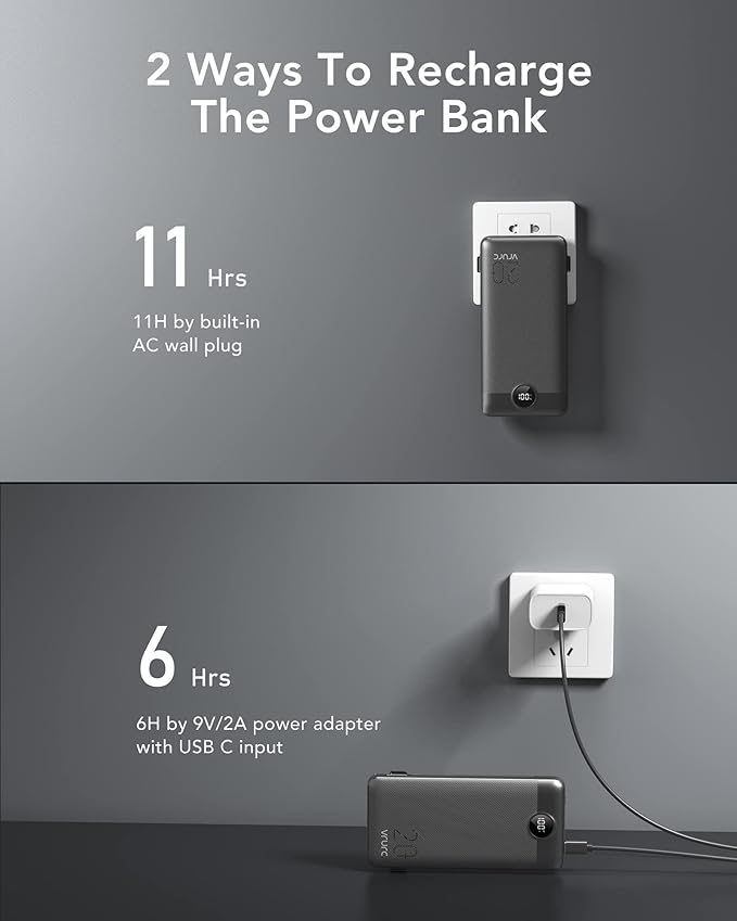 Cargador Portátil VRURC 20000mAh 22.5W QC Carga Rápida Negro miniatura 4