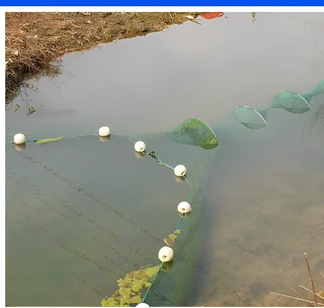 EEL Fishing Net Mesh Trap 8m/10m Trailing Folding Crab Cage with Iron Chain Bobber for River Block Fishing