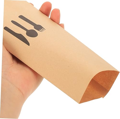 Miniatura 4 de Bolsas de cubiertos de papel kraft, 100 piezas, tenedores desechables, vajilla de boda, utensilios desechables para ensayo, bolsas de cubiertos de