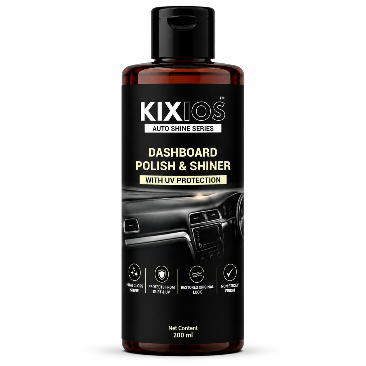 Dashboard Polish Shiner & Cleaner 200 ml for Car Interior Non-Greasy UV Protection Dashboard Polish for Plastic, Leather, Vinyl & Rubber Anti-Dust Polish For Car-image-0