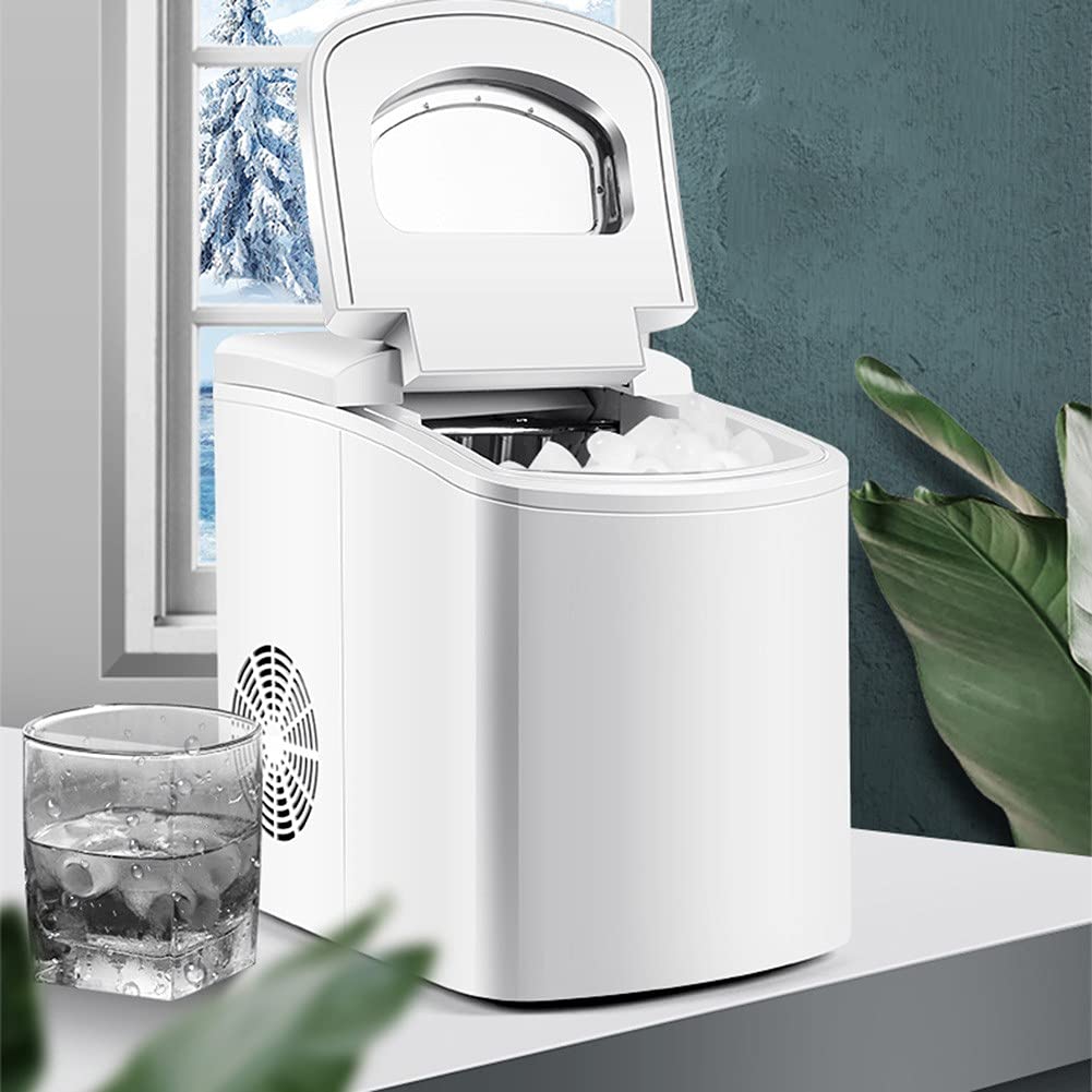Ice Maker Máquina de cubitos de hielo, 13 Kg/24 H Máquina de cubitos de hielo de encimera que incluye cuchara y cesta extraíble