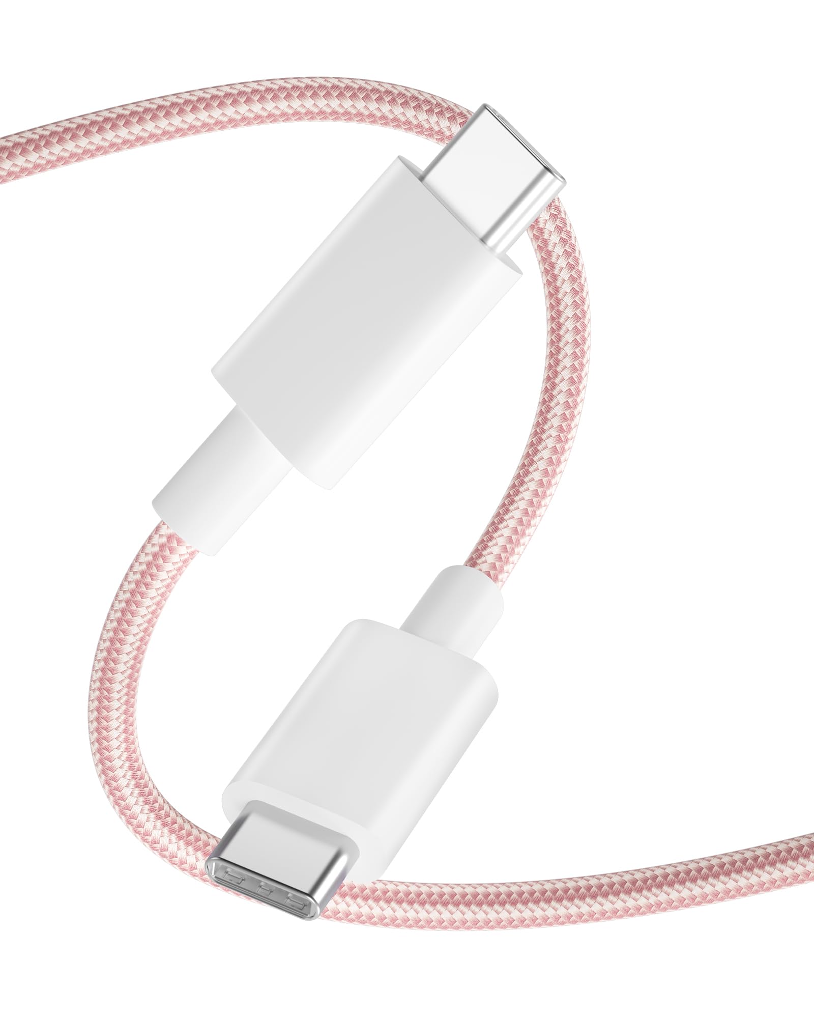 USB C to USB C Cable, 100W 5A PD USB Type C to C Fast Charging Cable for Samsung S23, iPad Pro, iPad Air/Mini, MacBook Pro/Air, Google Pixel, Chromebook, Switch & More (6.6Ft Nylon Cord, Rose)