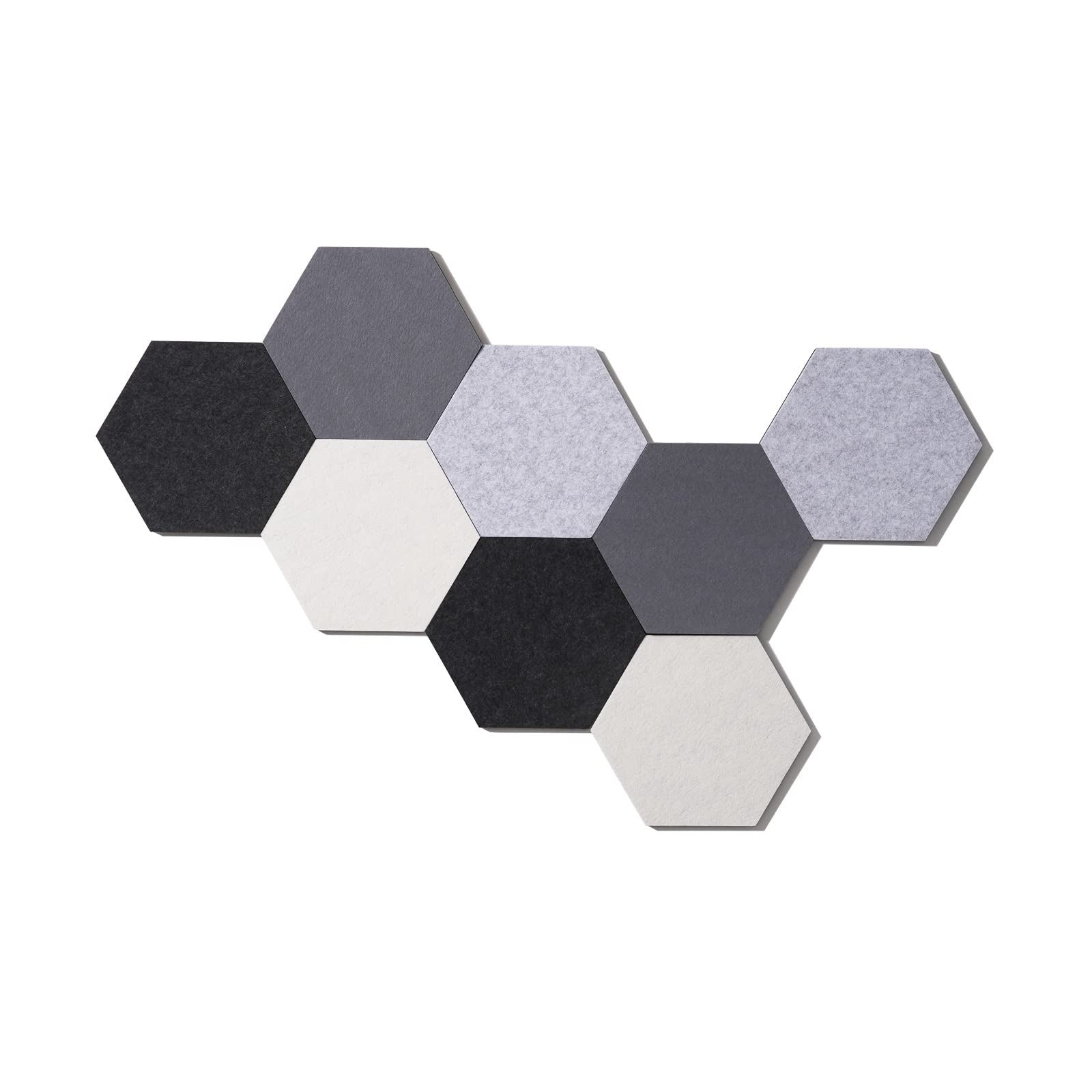 LAJAR 8 Pcs Self Adhesive Felt Bulletin Board Tiles (Large), Hexagon Color Felt Pin Board Wall Tiles for Photos, Pictures, Memos (Gray Large)