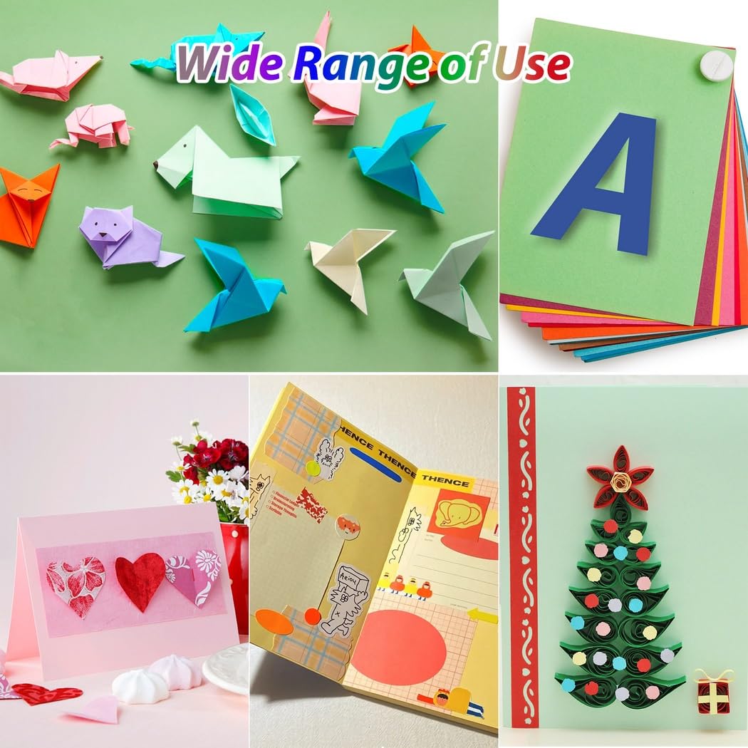 Farbiger Karton, 20 x 20 cm, 20 verschiedene Töne, 200 g/m², A4-Papier für Bastelarbeiten, Scrapbooking, Karten, Druckarbeiten