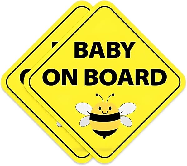 MUNZE Bebe A Bordo Placa Adhesiva 2 Piezas Amarillo Estándar 13X13 Cm - 1