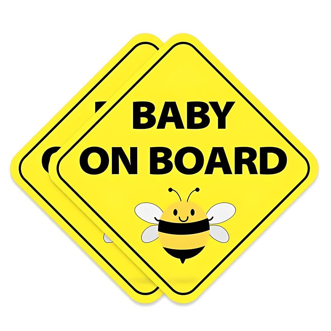 MUNZE Bebe A Bordo Placa Adhesiva 2 Piezas Amarillo Estándar 13X13 Cm