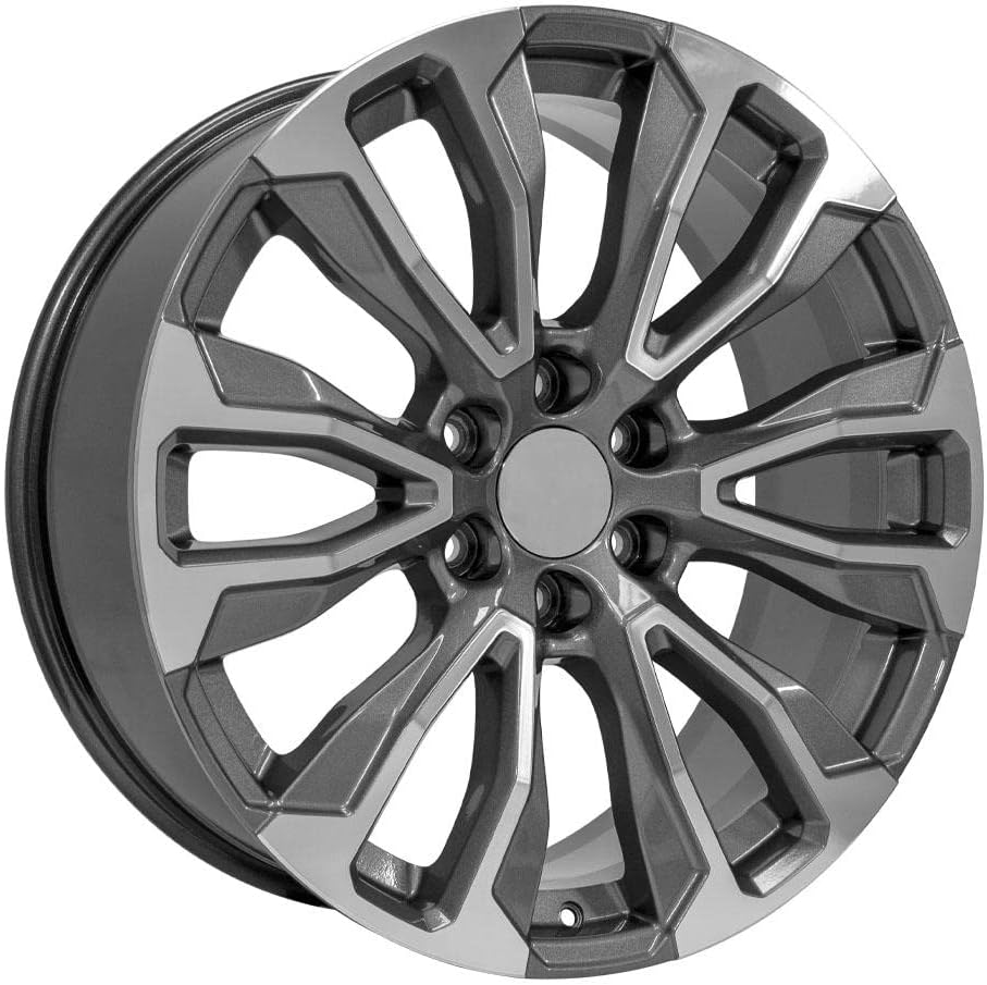 OE Wheels CV30 22 Inch Rim Fits Yukon Denali Style 6x139.7 22x9 Gloss Gunmetal Machined - Hollander 14025 (1)