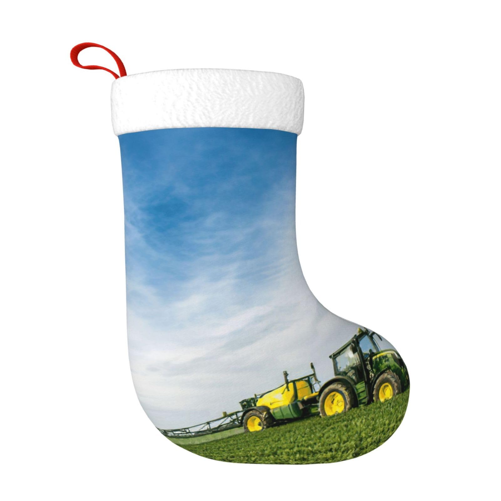 Wyczhy Black Tractor Farm Christmas Stockings 45Cm Xmas Hanging Stocking For Fireplace Tree Family Decorations