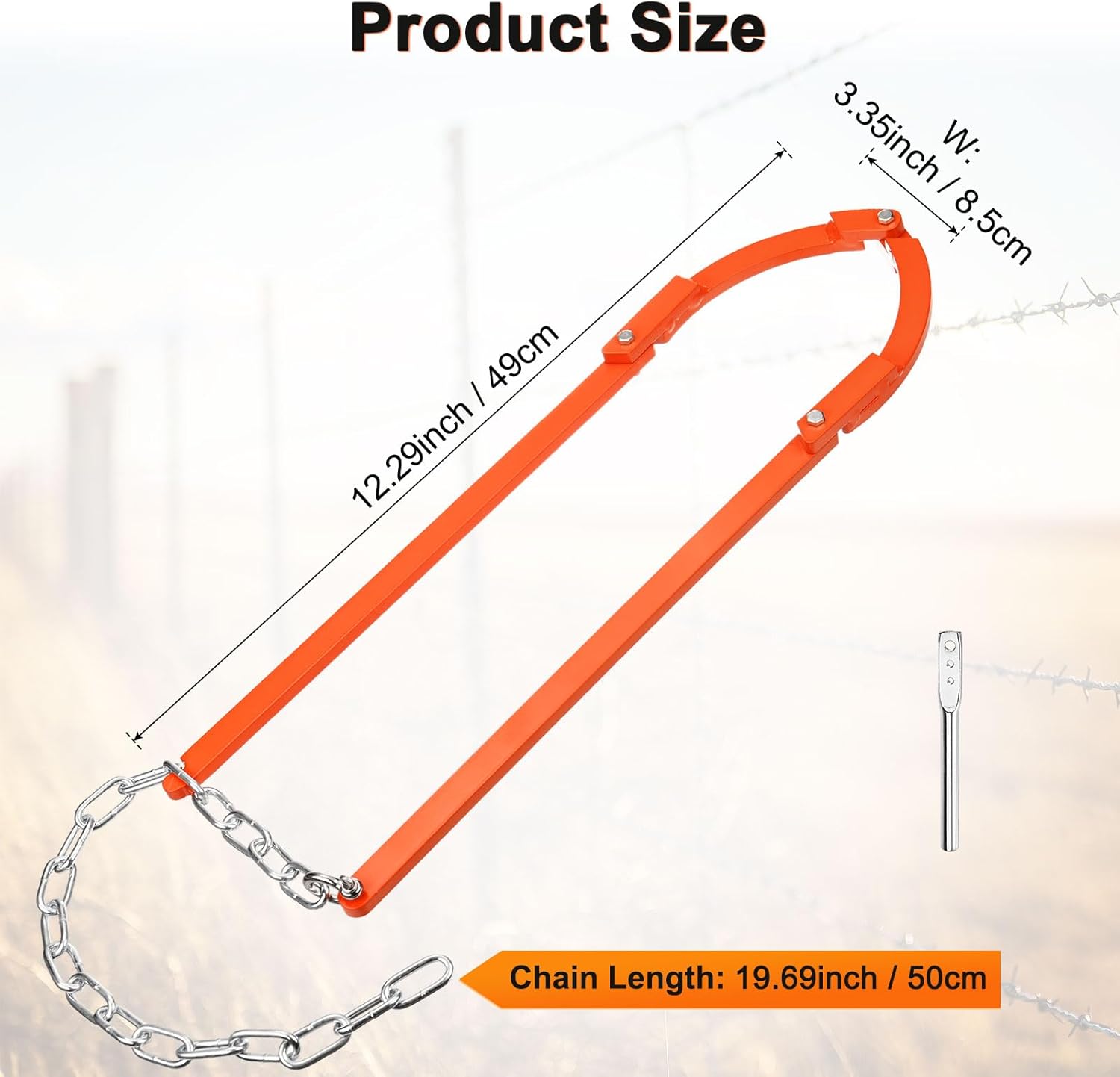Fence Fixer, Fence Repair Tool, Anti-Corrosion Barb Wire Tightener and Stretcher Tools, Suitable for Electric/Horse/Mesh Fencing/Cowshed/Farm/Garden [Orange]
