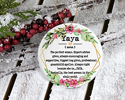 Wolfedesignpdd Yaya Noun Ornament - Christmas Ornament For Yaya - Mother's Day Ornament - Yaya Gifts - Yaya Definition - Keepsake Printed On Both Sides White #TOP1