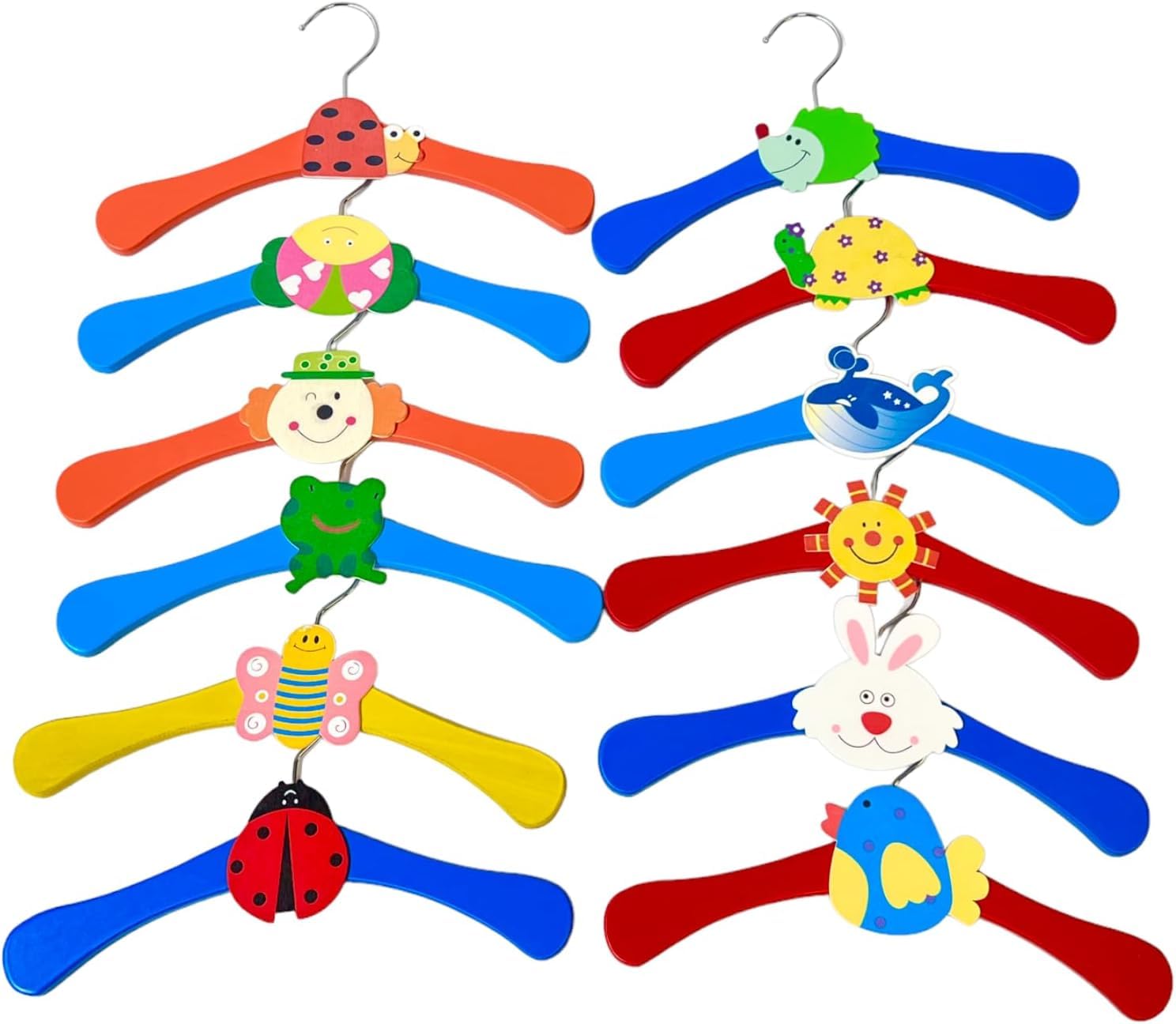 Aluna Color 12Pcs Multi Coloured Wooden Baby Kids Children Coat Cloth Hangers