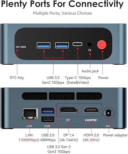 Miniatura 6 de TRIGKEY Ryzen 7 Mini PC 8 Core 16 hilos Mini computadora OS PC de escritorio 5700U (hasta 4.0GHz) 32G DDR4+500G NVME SSD 15W TPD Micro PC  8Core