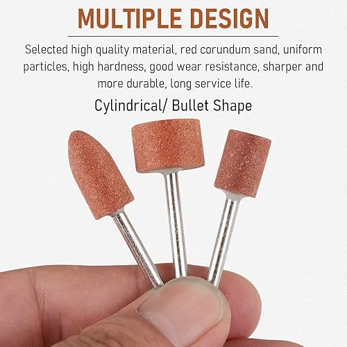 Miniatura 4 de Brocas de lijado para herramienta rotativa Dremel, 42 piezas de óxido de aluminio para moler piedra de molienda de cabeza de lijado con vástago de