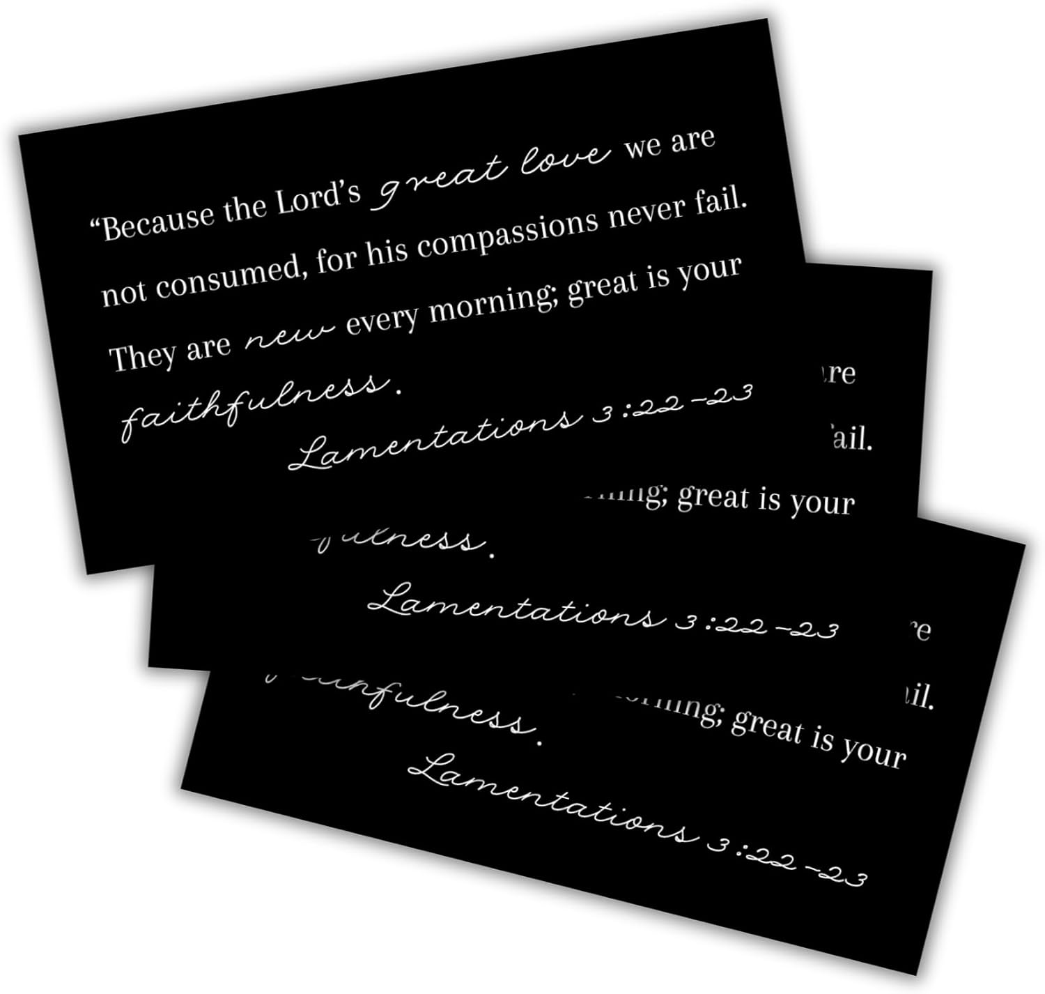 Lamentations 3:22-23 His Compassions Never Fail Great Is Your Faithfulness 30pk 2x3.5” Wallet Size Handout Cards NIV Encouragement Cards Sick
