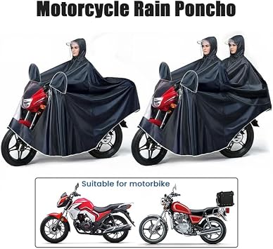 VALKEM Motorcycle Rain Poncho for Ducati Supersport 2017-2020 – Durable Rain-Resistant Reusable Raincoat for Straddle Motorbike, Adult Hooded Rain Poncho,A Single