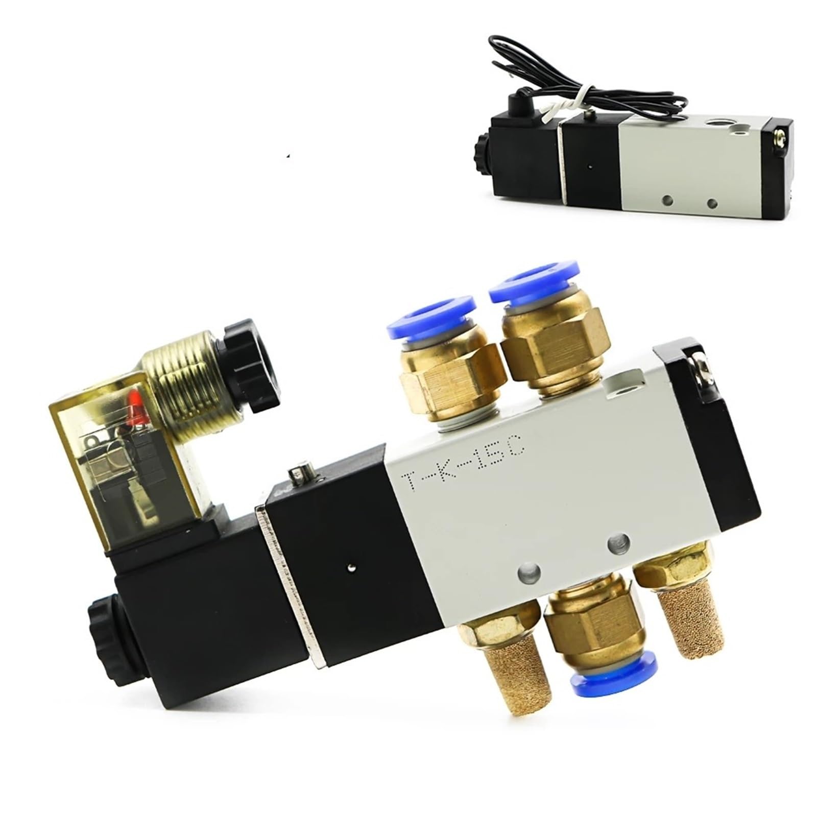 Pneumatyczny zawór elektromagnetyczny 4V110-06, 1/8 cala, 5-drożny port, 2 pozycje, elektryczne zawory magnetyczne do gazu i powietrza, DC12V 24V 110 V220V, cewka woltowa (Wire w 8 mm, DC 12
