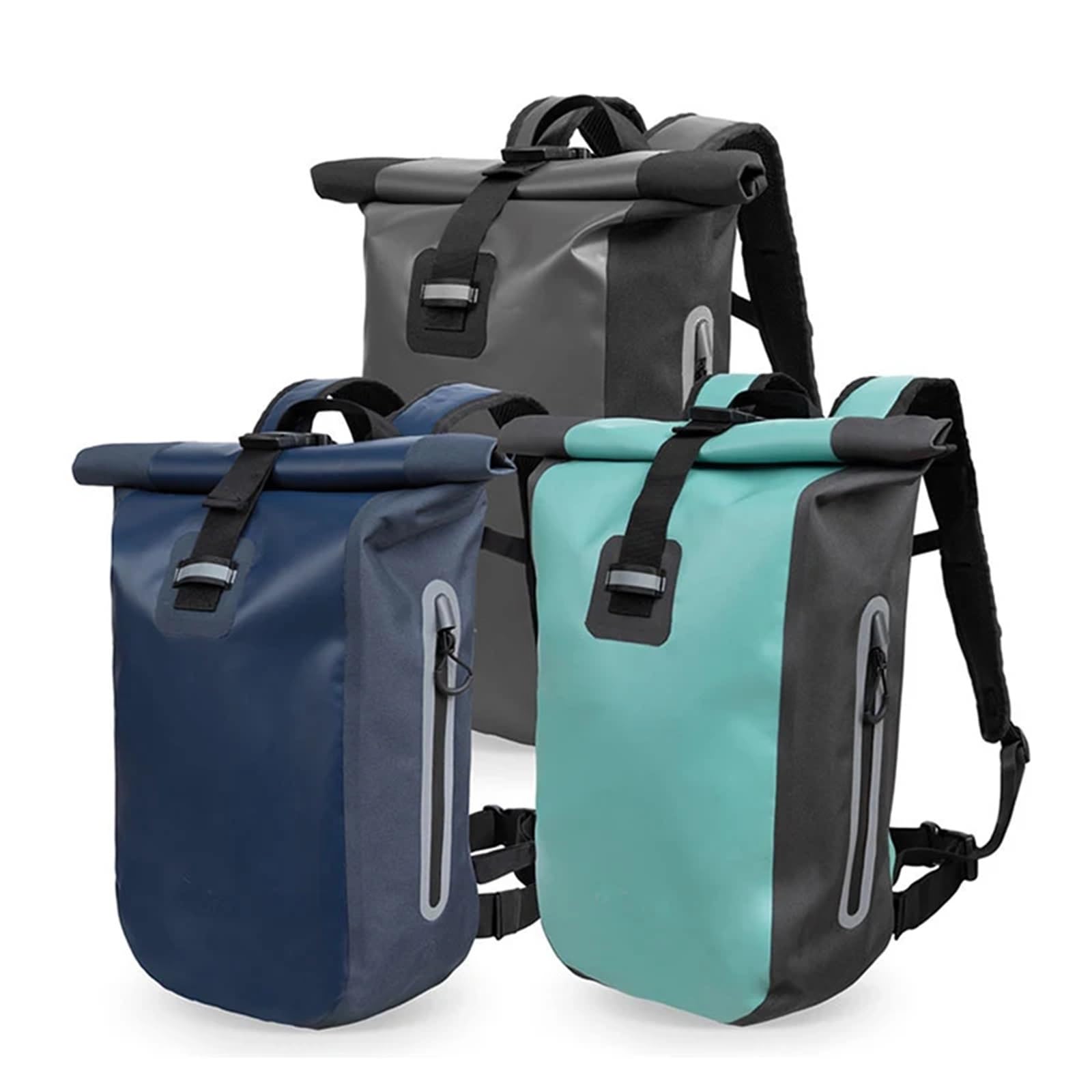 Wasserfester Packsack 20L wasserdichte Tasche PVC River Trekking Rucksack Outdoor Abenteuer Strand Ausrüstung Rafting Creek Schwimmen Sport Drybag hermetische(Light Green)