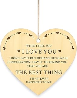 I Love You Wooden Hanging Heart Plaque Gift for Your Love Heart Wooden S...