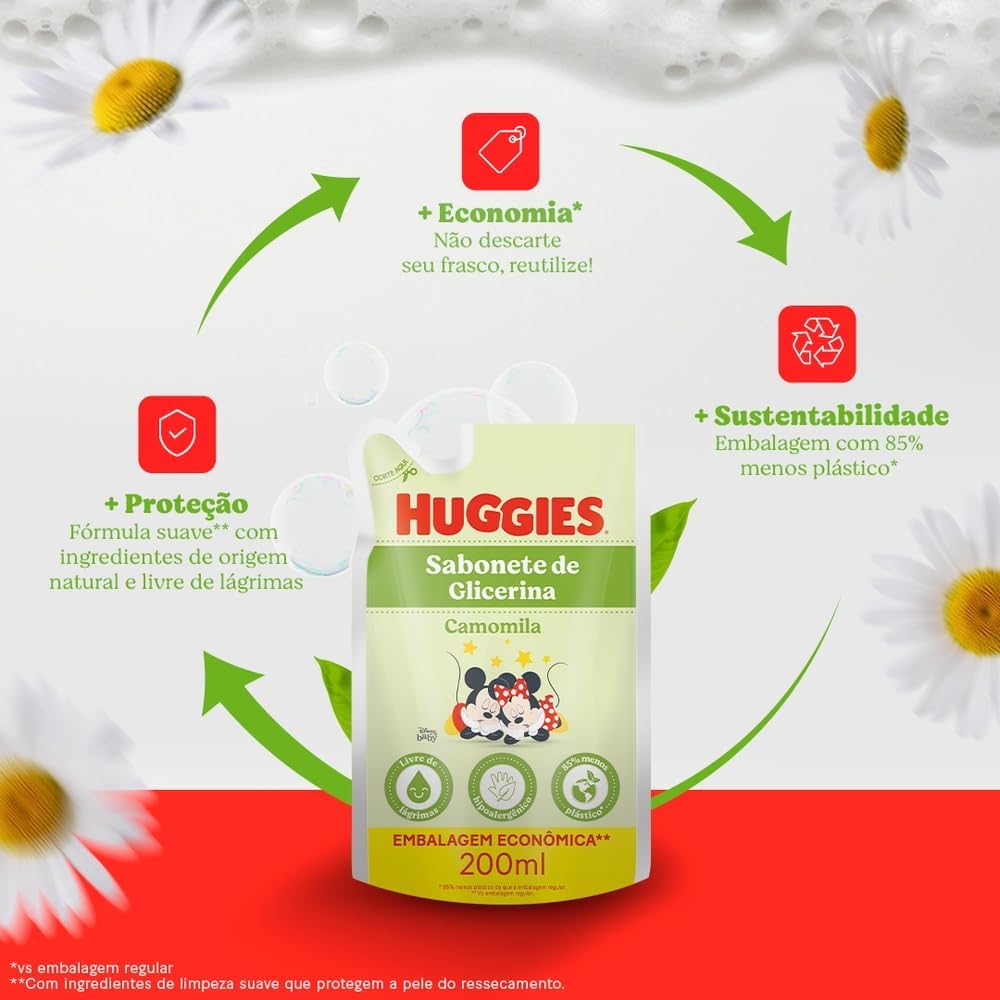 Huggies Refil Sabonete Líquido Camomila para Recém Nascido 200ml