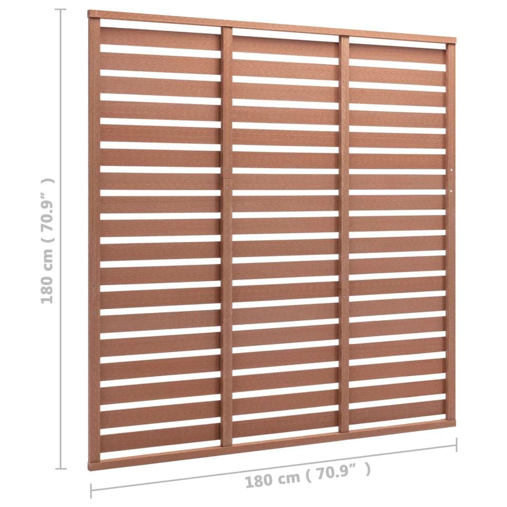 Panneau de clôture WPC marron 180x180 cm en composite bois-plastique durable pour jardin terrasse balcon extérieur, barrière claustra séparation occultant lame rigide ventilé sans poteau
