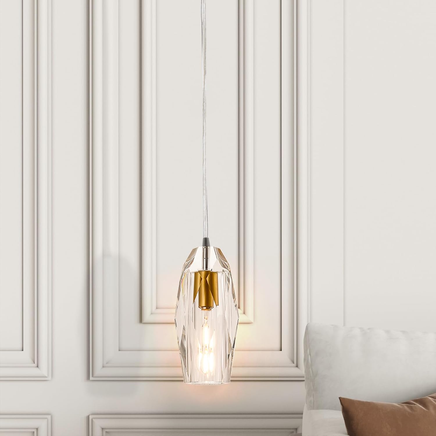 Maxax Modern Crystal Chandelier Lighting Fixture, Crystal Hanging Pendant Lights, E26 Base Modern Light Fixture for Dining Room Living Room Bedroom