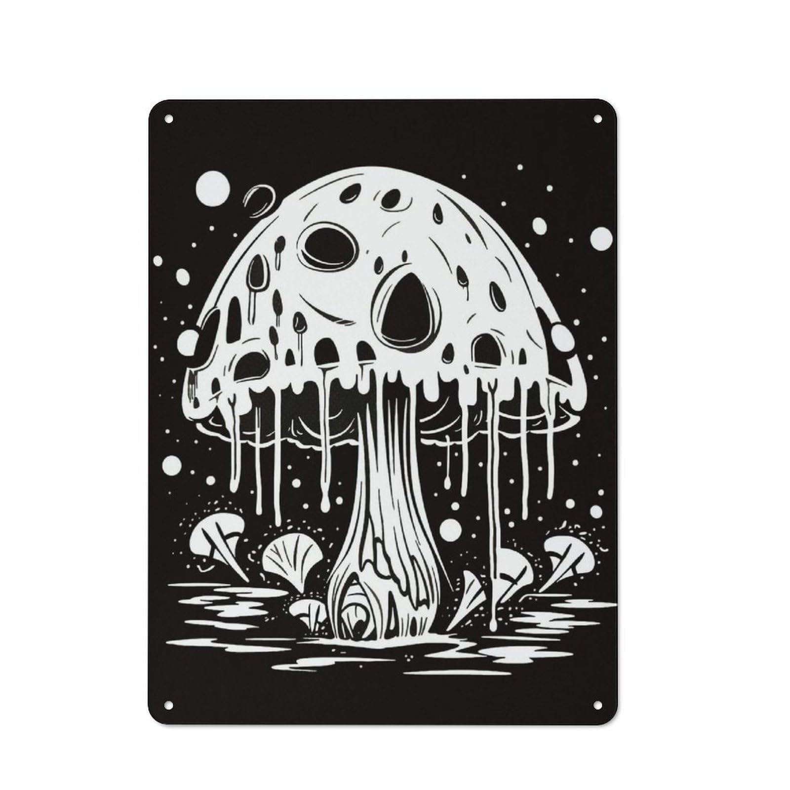 Junmoney Mushroom Poison Retro Tin Wall Plaque 40X30cm For Home Office Or Studio, Wall Decoration For Home Offices And Studios