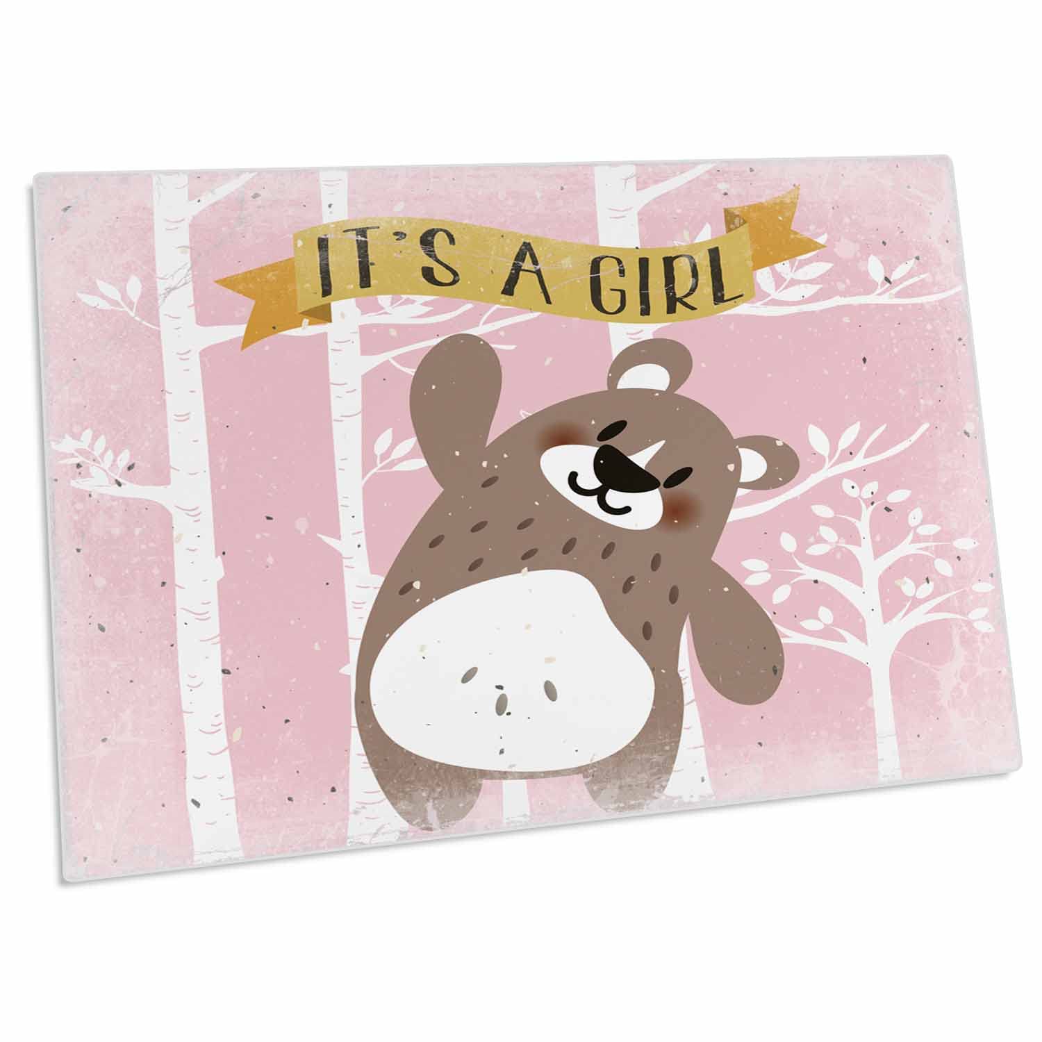 3dRose Baby Shower Girl-Pink Bear Animal Illustration for Kids - Desk Pad Place Mats (dpd-269196-1)