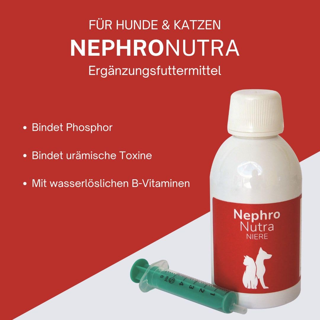 NephroNutra Ergänzungsfuttermittel für Hunde & Katzen: Unterstützt Nierenfunktion, Mit Phosphatbindern, Chitosan & B-Vitaminen, Flüssige Form für einfache Dosierung, 200ml