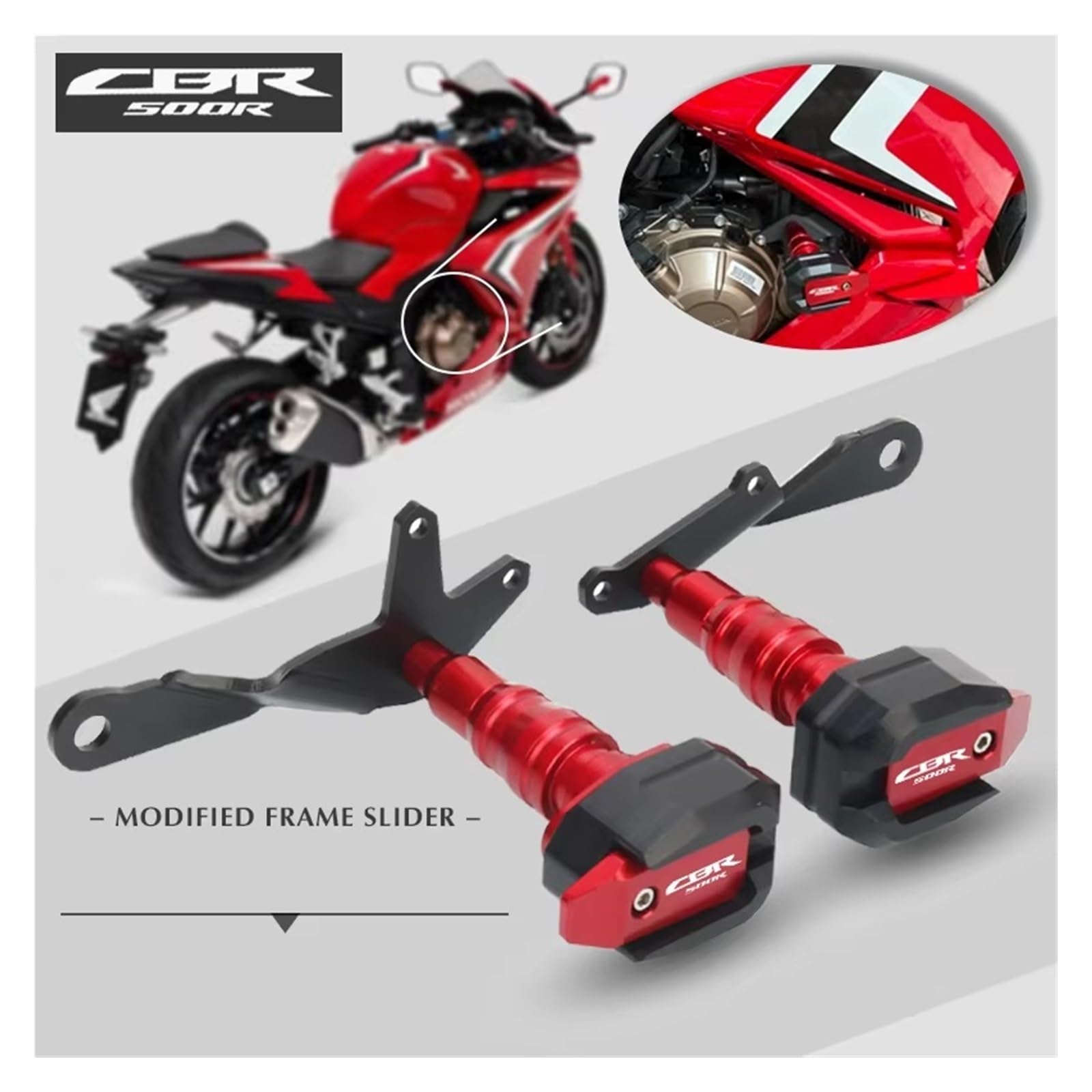 Sturzschutz Für Honda CBR500R CBR 500R 2021-2025 2024 2023 Motorrad CNC Fallschutz Rahmen Slider Verkleidung Schutz Crash Pad Protector Motorradteile(Black)