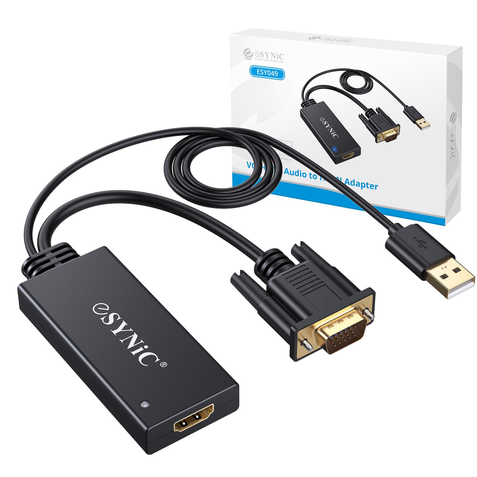 Amazon | eSynic VGA to HDMI 変換ケーブル 1080P USB給電 音声出力