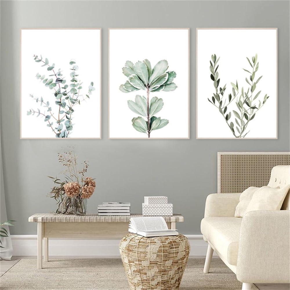 WBYZAC Botanical Posters-Wall Art Leaves Canvas Picture Paintings Wall Posters Posters and Prints Art for Living Room Bedroom Kitchen Interior Room Decor Artwork-60 * 70cm*3PCS (No Frame)