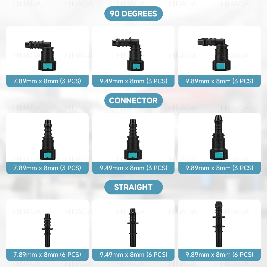 Set di riparazione per tubi del carburante, assortimento da 36 pezzi di raccordi rapidi per tubi del carburante,raccordi a vite per tubi flessibili, raccordi ad angolo diritto, giunti per tubi
